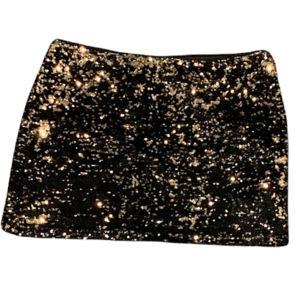 Forever 21 Black Sequin Mini Skirt Sz S #208J - Picture 4 of 8